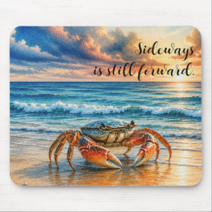 Tapis De Souris Crabe côtier à l'aquarelle sur une plage de sable 