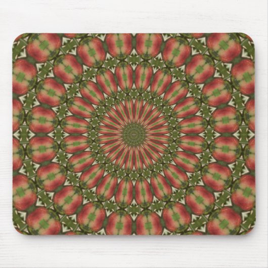 Tapis De Souris crabe pomme kaléidoscope rouge, vert abstrait (Devant)