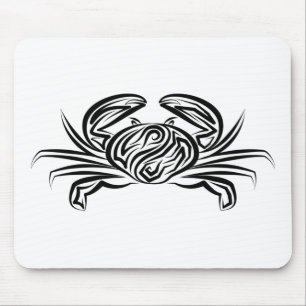 Tapis De Souris Crabe tribal noir et blanc
