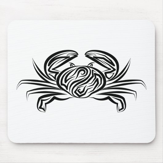 Tapis De Souris Crabe tribal noir et blanc (Devant)