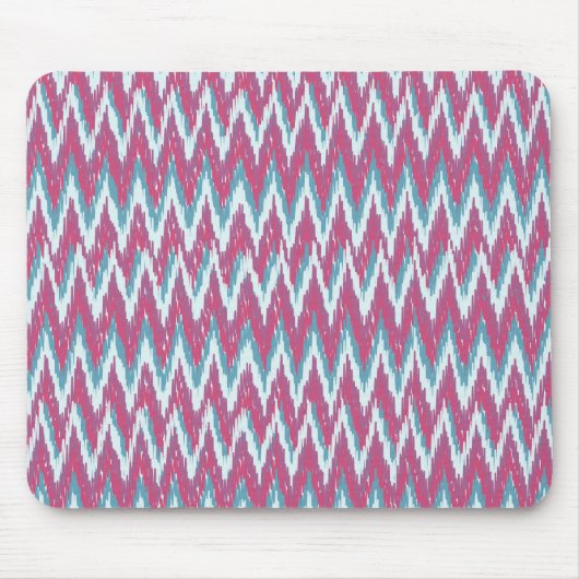 Tapis De Souris Cranberry et Turquoise Motif iKat ZigZag (Devant)
