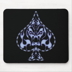 Tapis De Souris Crâne à pince à flamme bleu