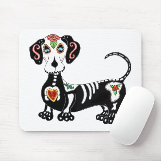 Tapis De Souris Crâne à sucre Dachshund (Avec souris)