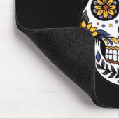 Tapis De Souris Crâne à sucre rose jaune sur noir (Coin)