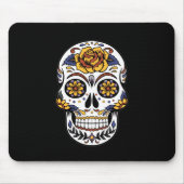 Tapis De Souris Crâne à sucre rose jaune sur noir (Devant)
