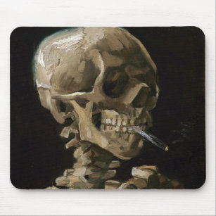 Tapis De Souris Crâne avec l'art brûlant de Vincent van Gogh de