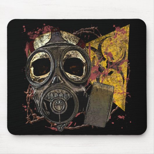 Tapis De Souris Crâne avec masque à gaz (Devant)