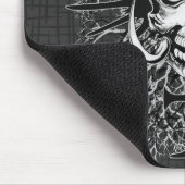 Tapis De Souris Crâne Avec Rose, Cornes, Croix, Ailes Illustration (Coin)