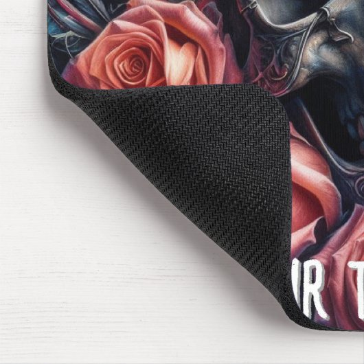 Tapis De Souris Crâne avec Roses et Bluebird (Coin)