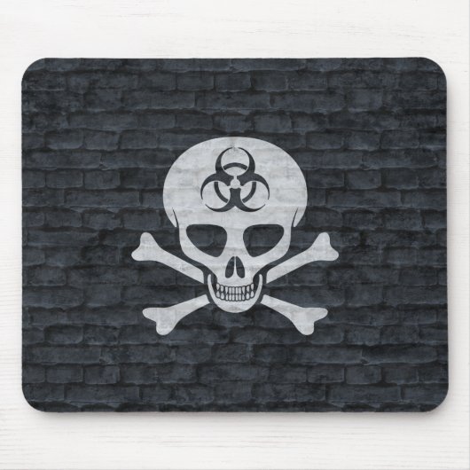 Tapis De Souris Crâne biologique avec brique grise (Devant)