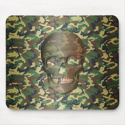 Tapis De Souris Crâne Camo Woodland 3D (Devant)