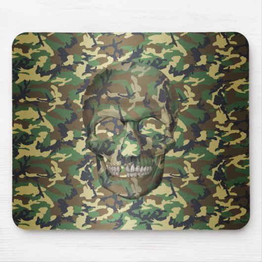 Tapis De Souris Crâne Camo Woodland 3D (Devant)