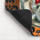 Tapis De Souris CRÂNE CHROME, Damas, Agate Orange (Coin)