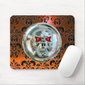 Tapis De Souris CRÂNE CHROME, Damas, Agate Orange (Avec souris)