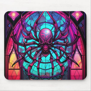 Tapis De Souris Crâne d'araignée en vitrail gothique