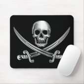 Tapis De Souris Crâne d'argent et épées croisées (Avec souris)