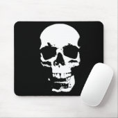 Tapis De Souris Crâne d'art pop noir et blanc (Avec souris)