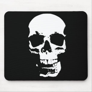 Tapis De Souris Crâne d'art pop noir et blanc