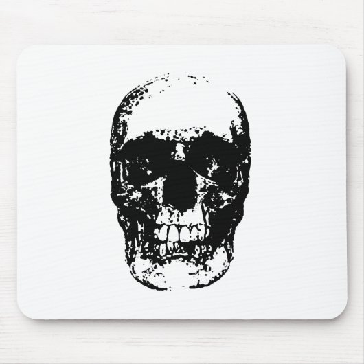 Tapis De Souris Crâne d'art pop noir et blanc (Devant)