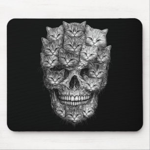 Tapis De Souris Crâne de Chat en Chats Squelette Gothique de Chat