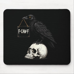Tapis De Souris Crâne de corbeau drôle à oublier Halloween Graphiq