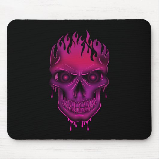 Tapis De Souris Crâne de flamme - rose chaud (Devant)