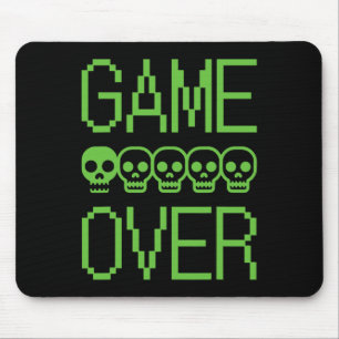 Tapis De Souris Crâne de joueur de pixel game over jeu vidéo rétro