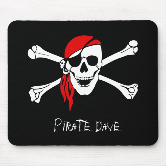 Tapis De Souris Crâne de pirate et os croisés (Devant)
