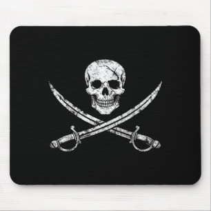 Tapis De Souris Crâne de pirate os croisés épée jolly roger