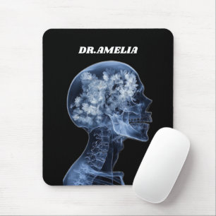 Tapis De Souris Crâne de radiographie florale Nom de médecin Art m