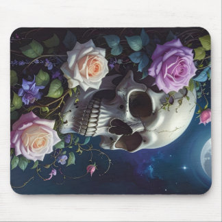 Tapis De Souris Crâne de Roses au Clair de Lune