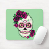 Tapis De Souris Crâne de sucre avec des roses (Avec souris)