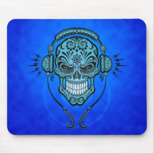 Tapis De Souris Crâne de sucre du DJ (bleu)