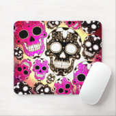 Tapis De Souris Crâne de sucre noir rose grunge mousepad (Avec souris)