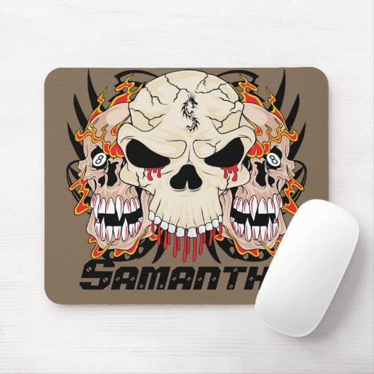 Tapis De Souris Crâne de tatouage Huit boules Mousepad personnalis (Avec souris)