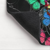 Tapis De Souris Crâne d'imaginaire et papillons colorés (Coin)
