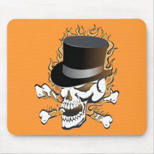 Tapis De Souris Crâne du chapeau en flammes