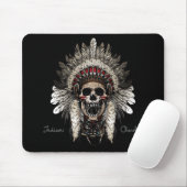 Tapis De Souris Crâne en chef indien amérindien Cherokee (Avec souris)