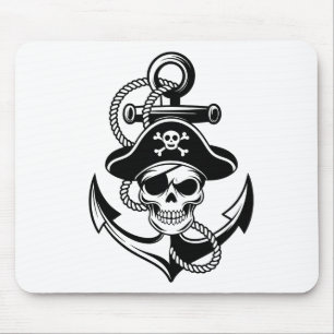 Tapis De Souris Crâne et Ancre de pirates audacieux - Conception n