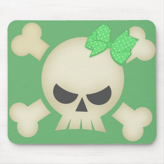 Tapis De Souris Crâne et arc punks mignons Mousepad (vert) (Devant)