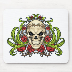 Tapis De Souris Crâne et roses avec la couronne des épines par A