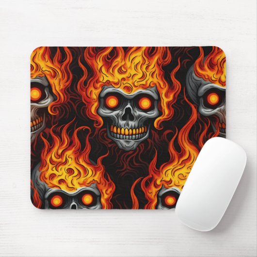Tapis De Souris Crâne flamme conception gothique tatouage roche et (Avec souris)