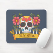 Tapis De Souris Crâne floral Dia de los Muertos | Mousepad (Avec souris)