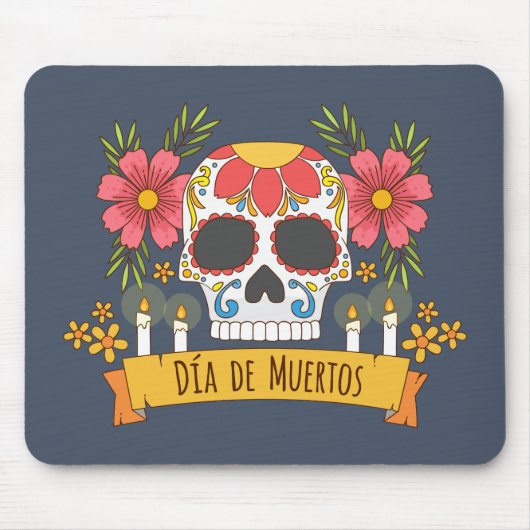 Tapis De Souris Crâne floral Dia de los Muertos | Mousepad (Devant)