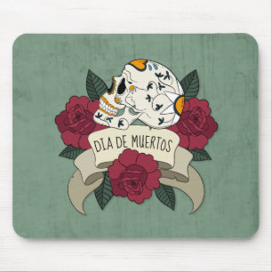 Tapis De Souris Crâne floral Dia de los Muertos   Mousepad