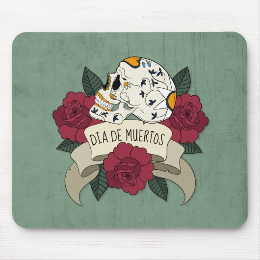 Tapis De Souris Crâne floral Dia de los Muertos | Mousepad (Devant)