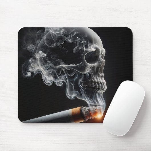 Tapis De Souris Crâne fumée à la cigarette (Avec souris)