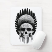 Tapis De Souris Crâne indien noir et blanc (Avec souris)
