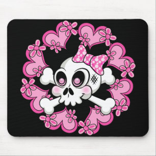 Tapis De Souris Crâne mignon et coeurs