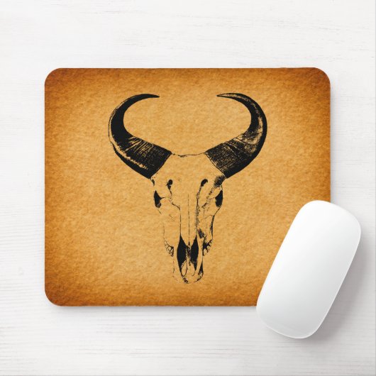 Tapis De Souris Crâne occidental rustique Mousepad de Taureau (Avec souris)